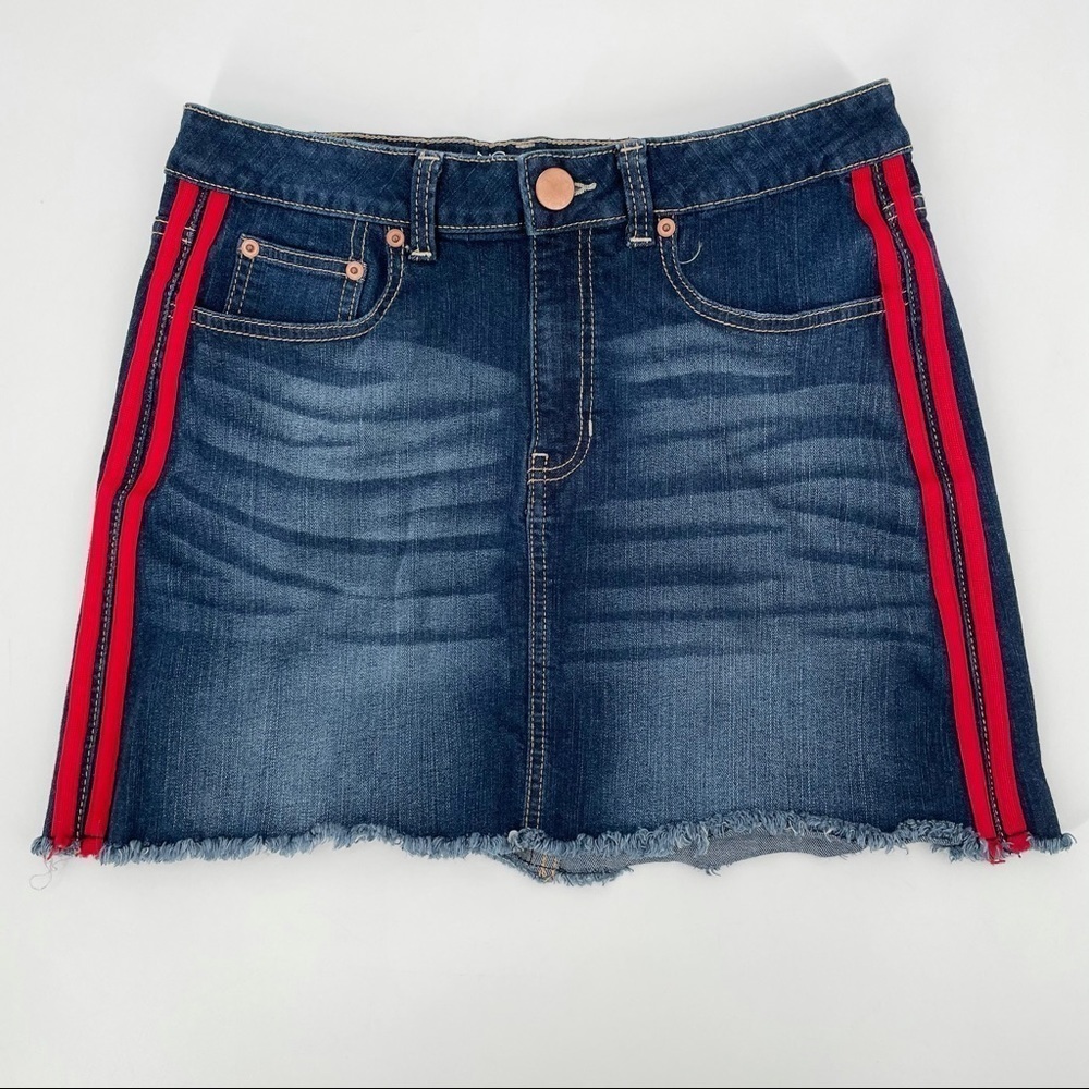 NOBO Denim Mini Skirt with Red Striped Seams - Picture 2 of 13